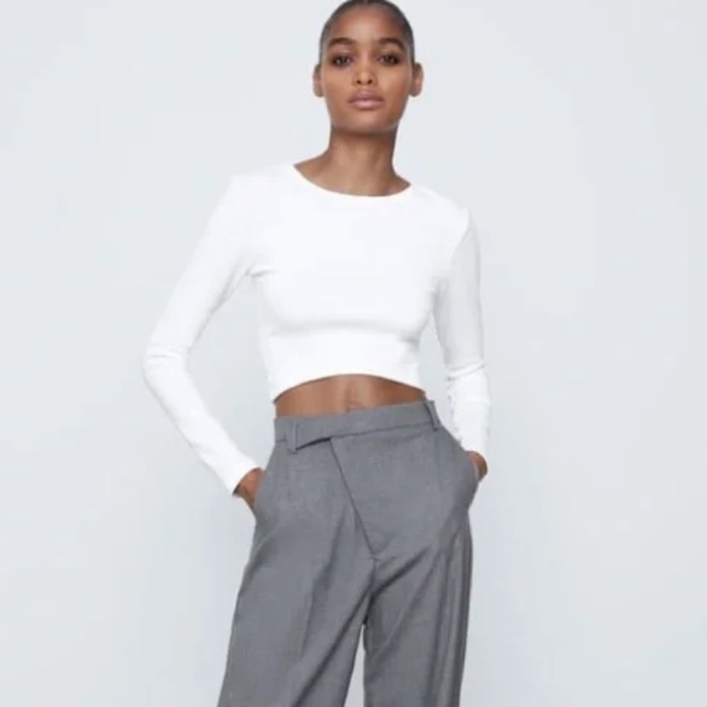 Zara ASYMMETRIC WIDE LEG PANTS